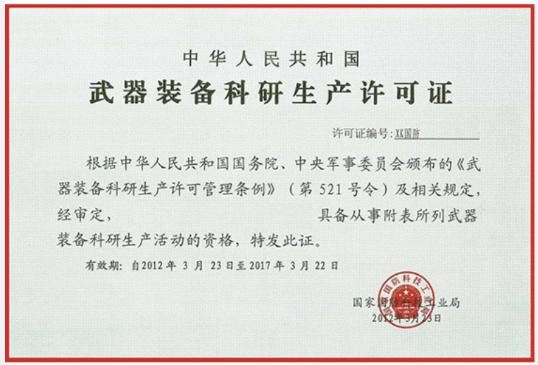 China Certification of Weapons and Equip