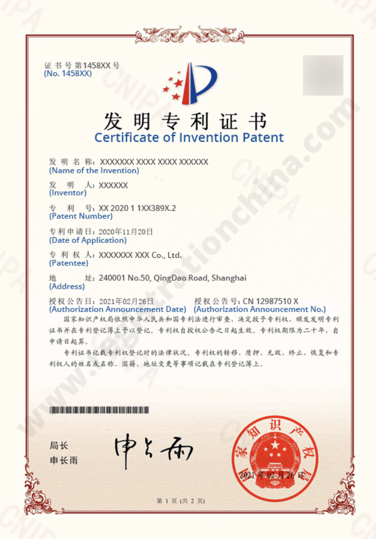 Chinese Patent Application-Patent in Chi